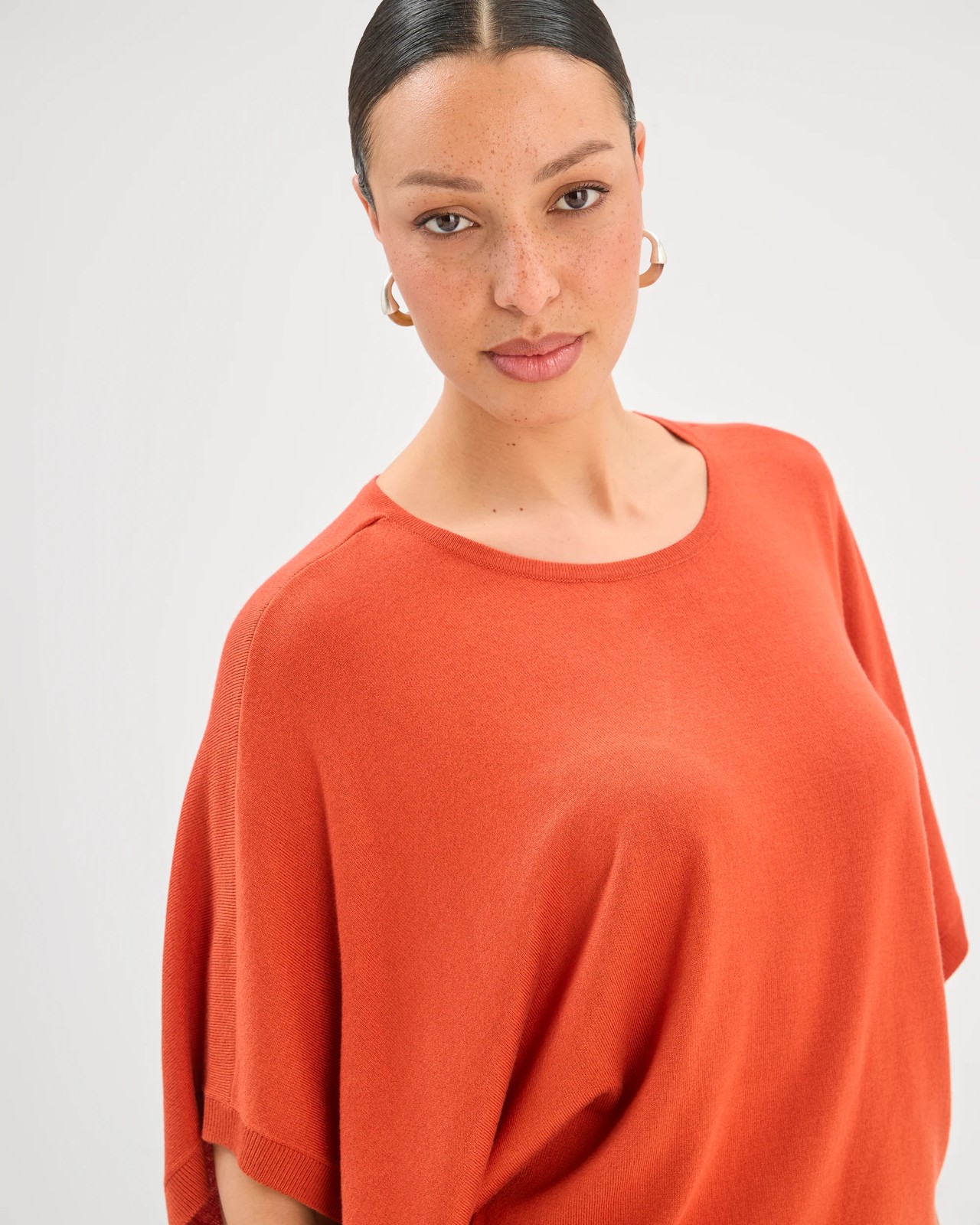 Batwing Sleeve Knitted T-Shirt - Burnt Amber 5 of 5