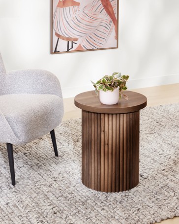 Anko Ryan Ribbed Side Table - Walnut