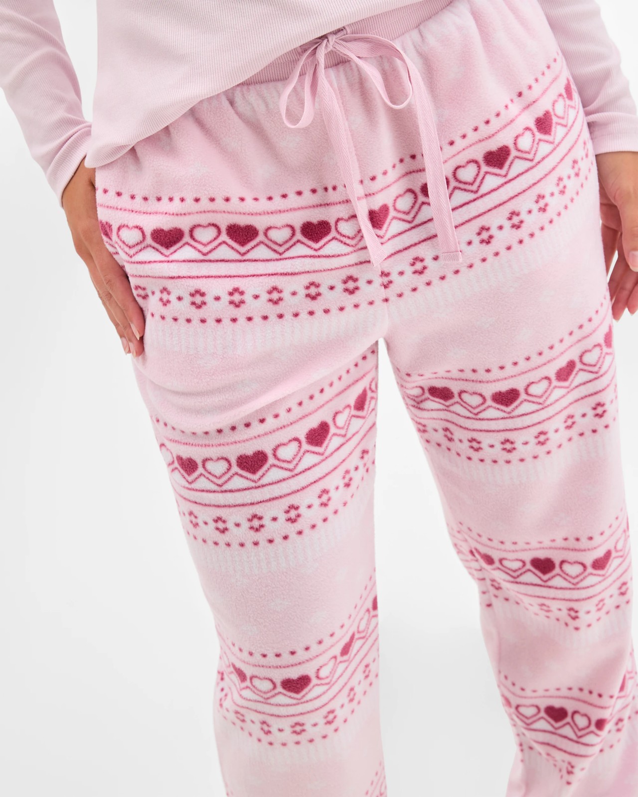 Fleece Sleep Pyjama Jogger Pants - Fairaisle Pink 5 of 6