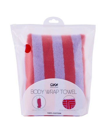 OXX Bodycare Cotton Body Wrap Towel - Purple and Red