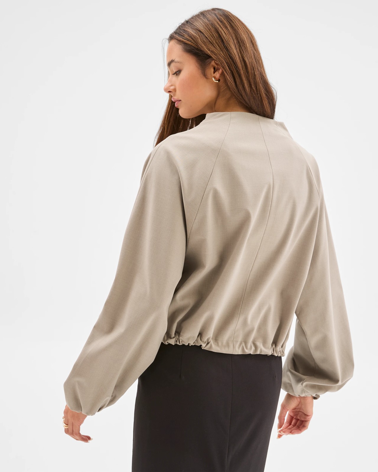 Lily Loves Tailored 1/4 Zip Jacket - Light Khaki 6 of 6