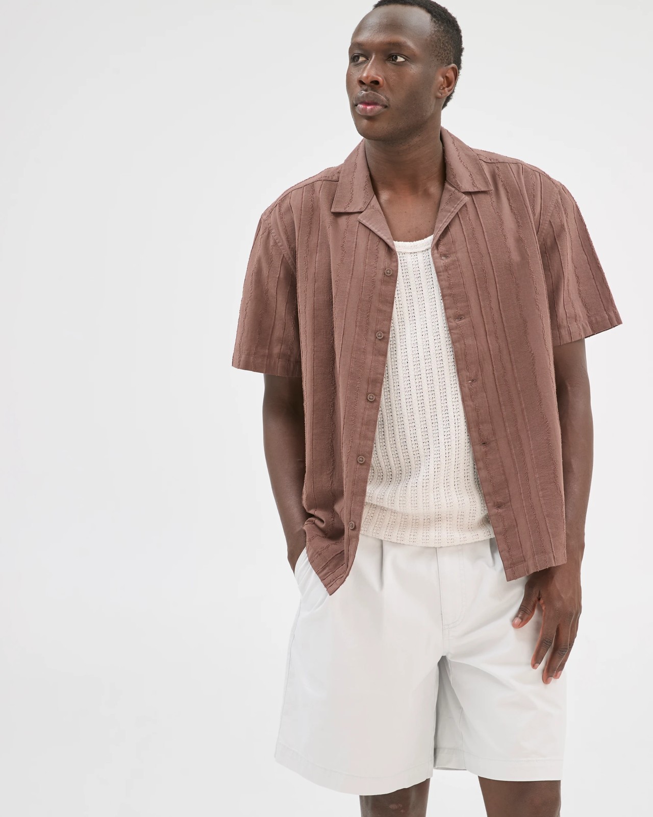 Commons Australian Cotton Pleated Chino Shorts - Cloud White 5 of 5