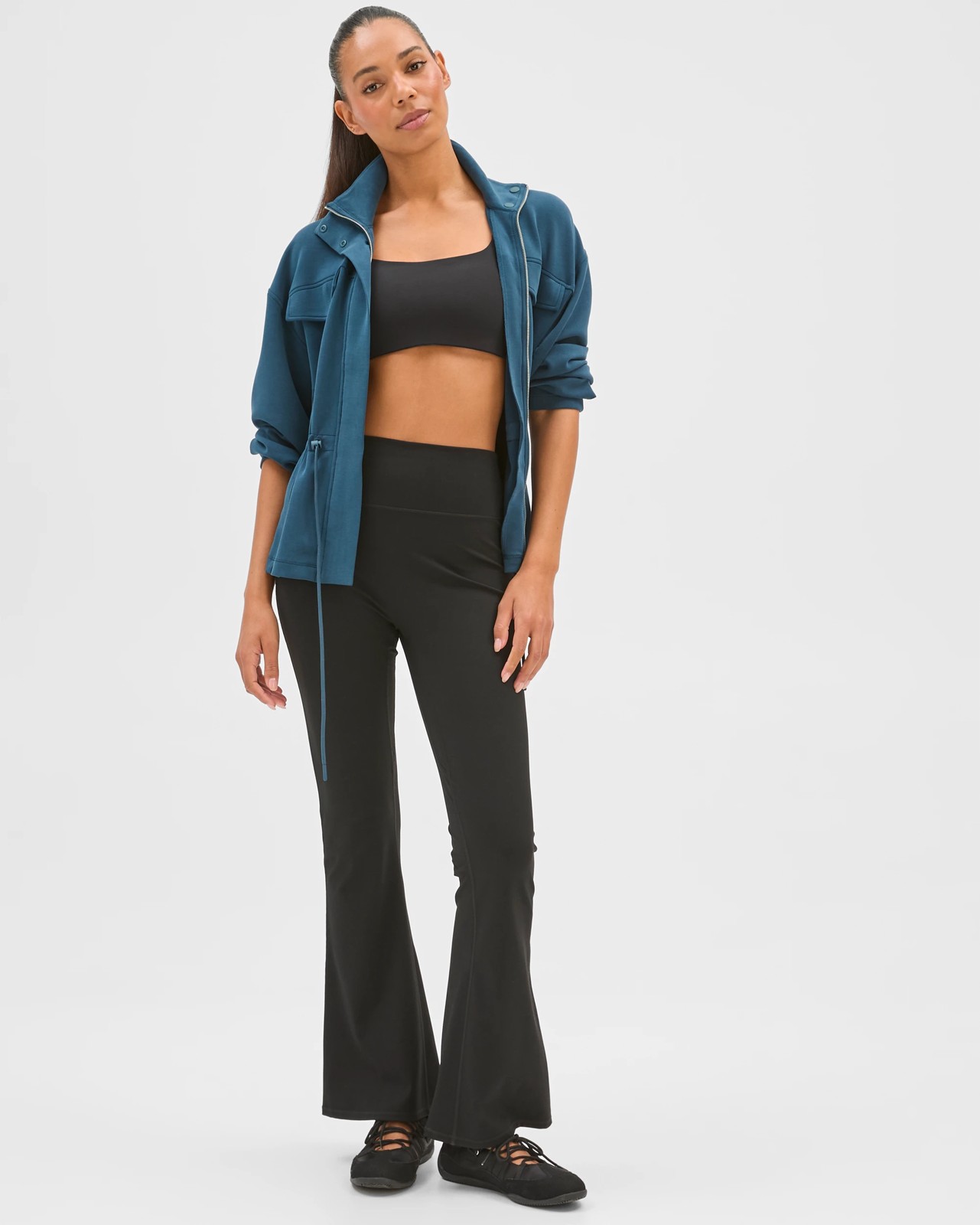 Active Funnel Neck Zip Through Jacket - Petrol 2 of 5