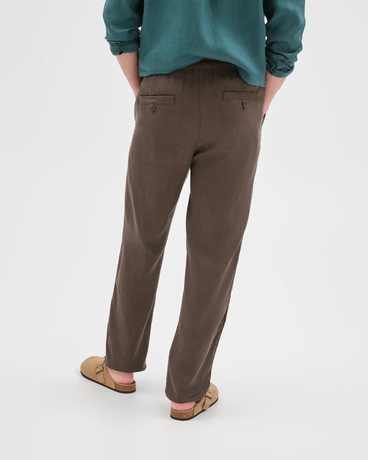 European Linen Full Length Pants - Chocolate 4 of 5