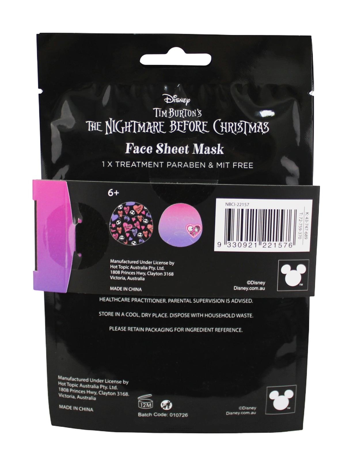 Disney Tim Burton’s The Nightmare Before Christmas Face Sheet Mask Duo - Strawberry Scented 3 of 4