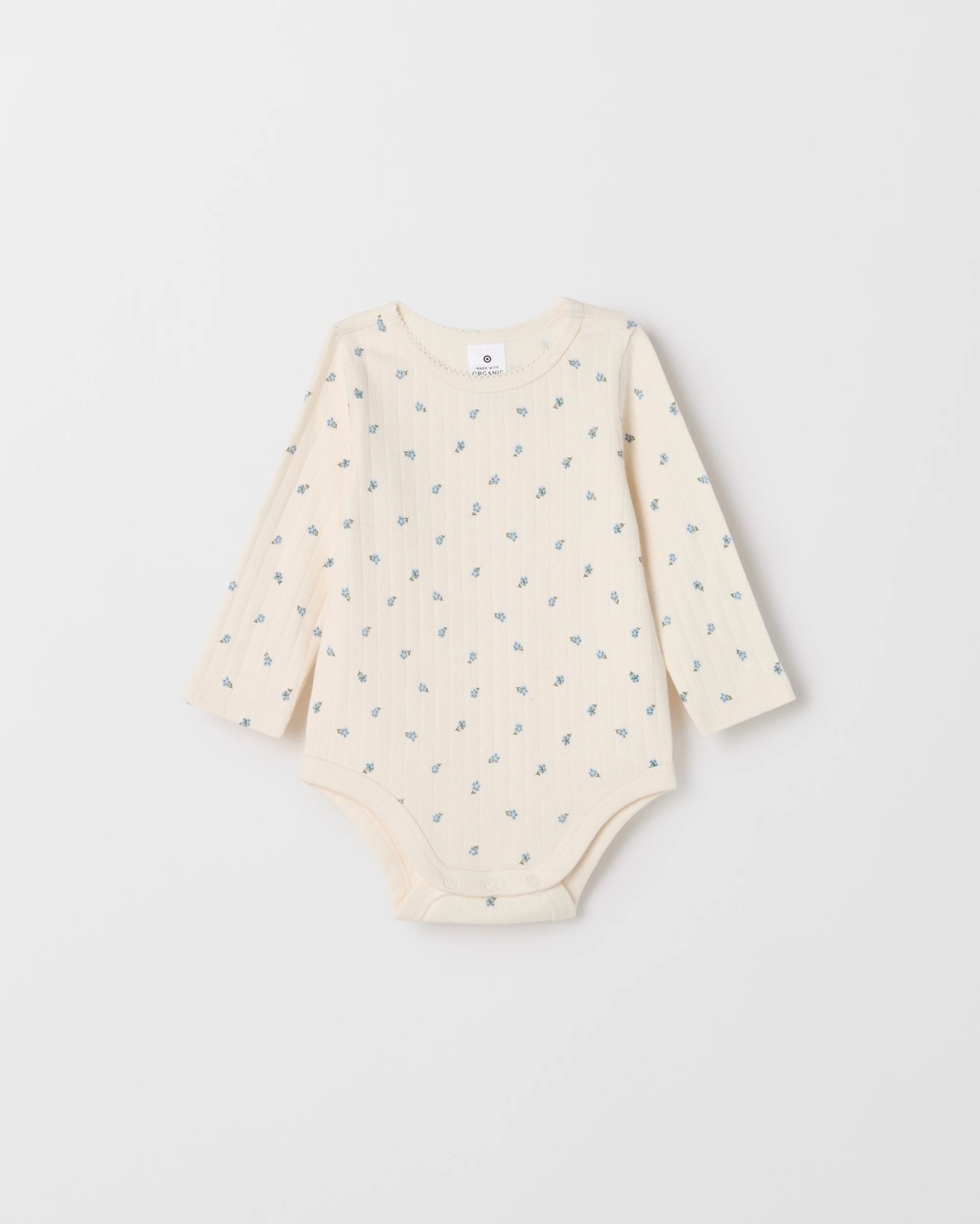 Baby Organic Cotton 3 Pack Long Sleeve Pointelle/Rib Bodysuit - Blue Flow 2 of 5