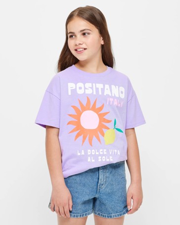 Positano Graphic Longline T-shirt