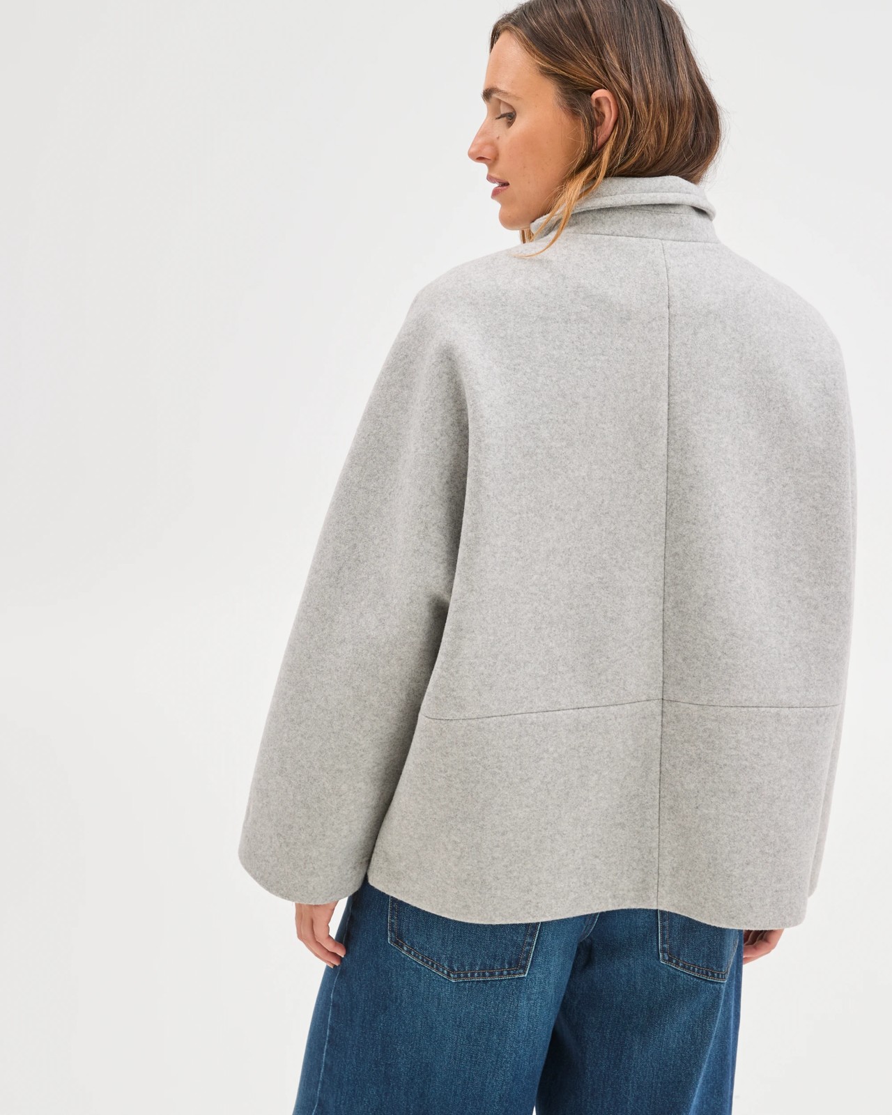 Brushed Collar Zip Through Jacket - Grey Marle 4 of 5