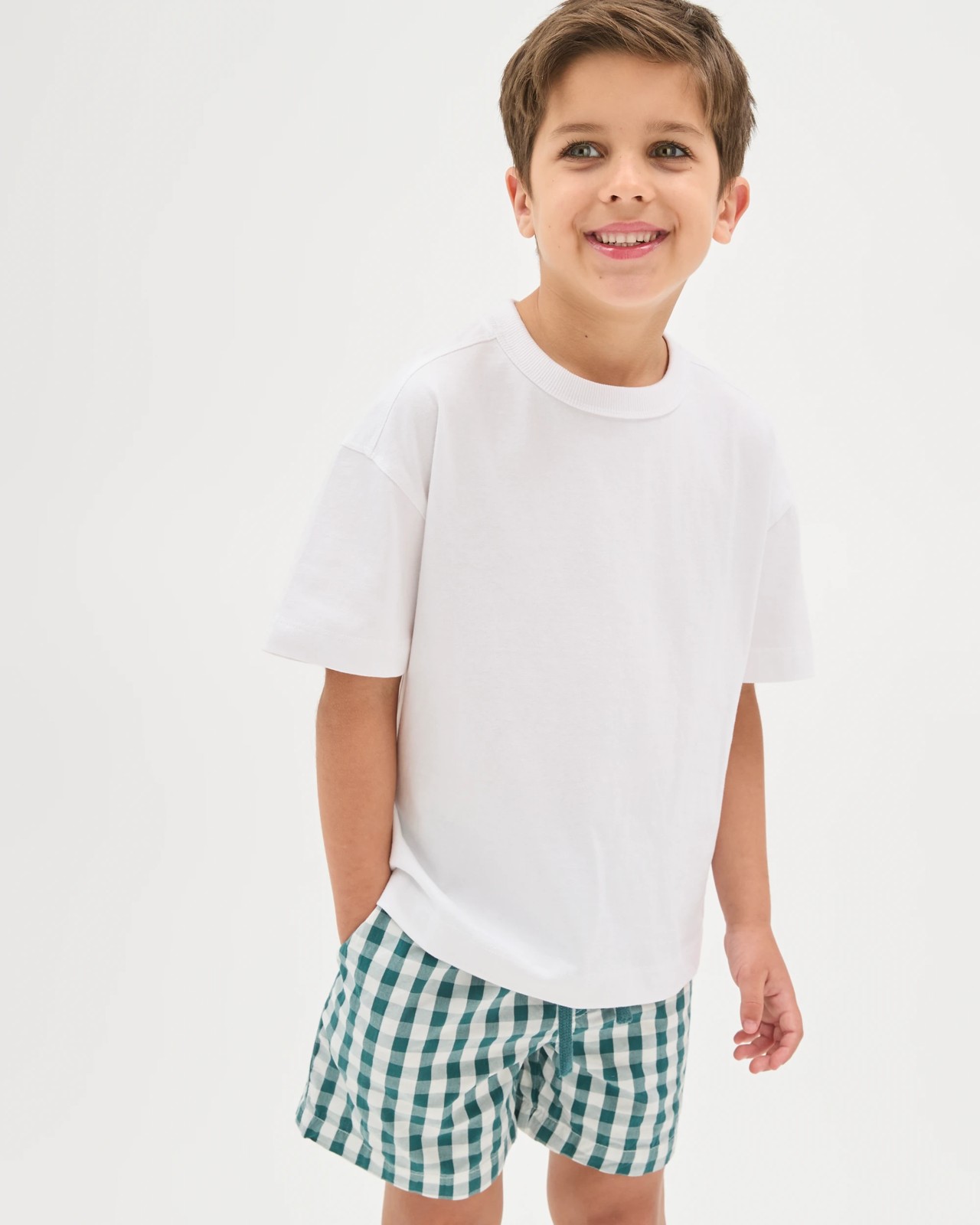 Australian Cotton Seersucker Volley Shorts - Green Gingham 6 of 6