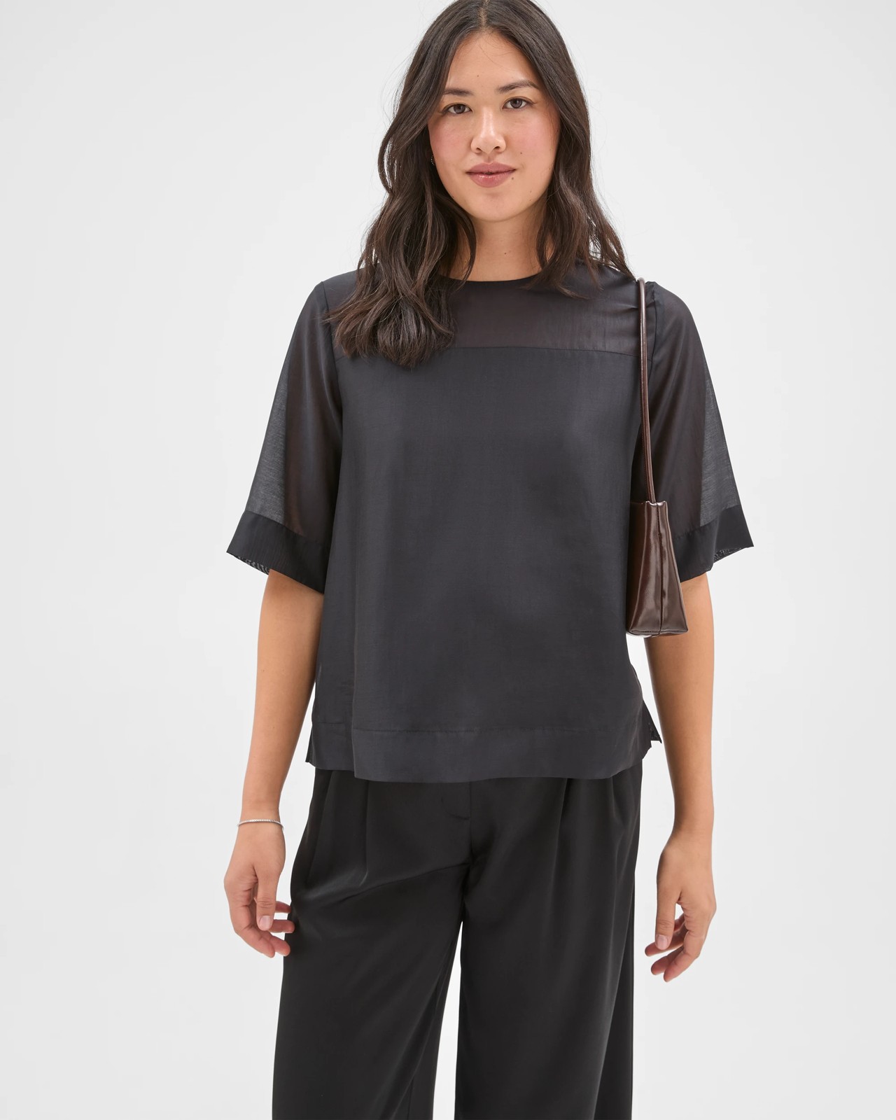 Preview Sheer Detail Blouse - Black 2 of 6