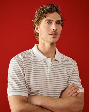 Australian Cotton Blend Stripe Polo Top
