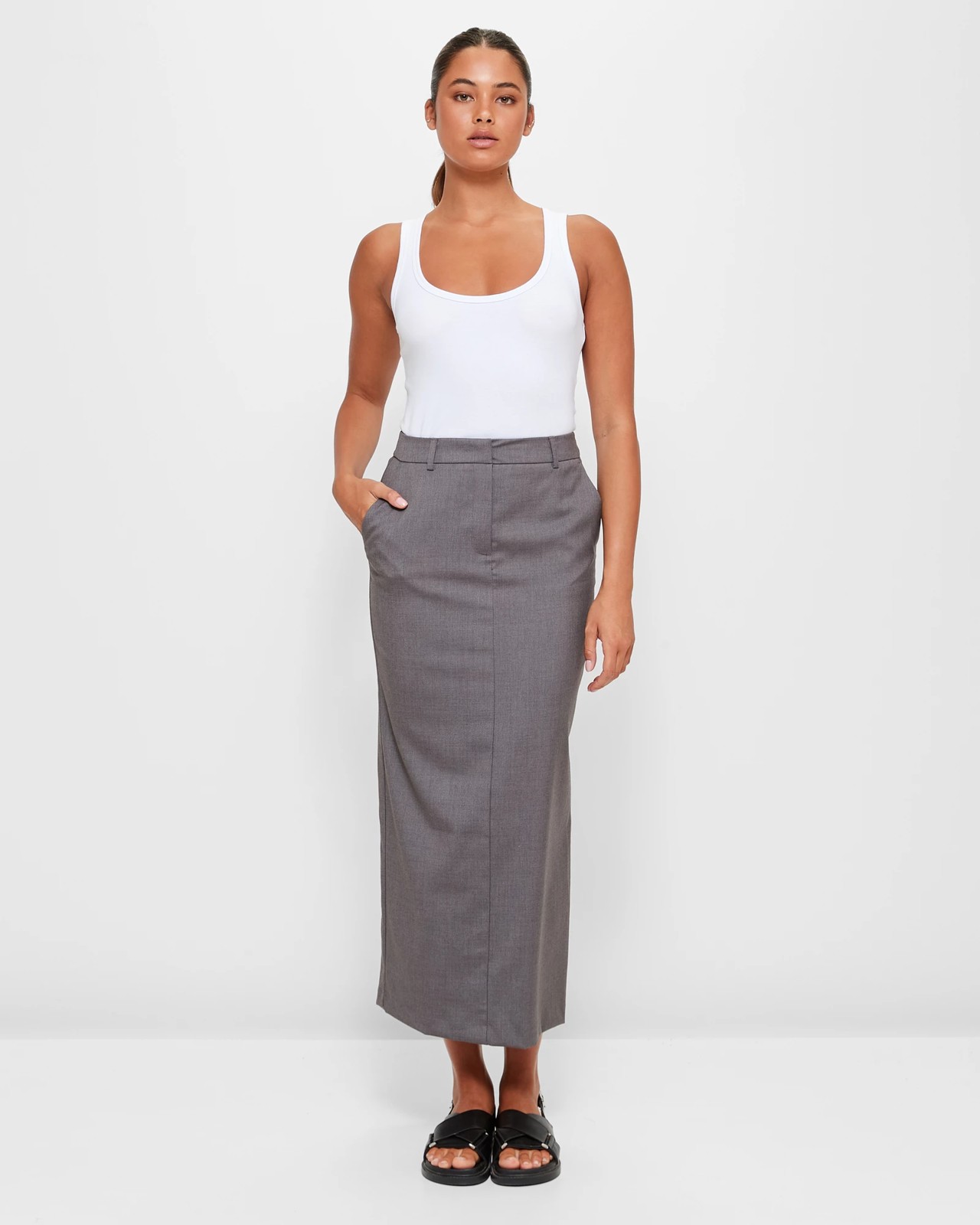Tailored Column Skirt - Lily Loves - Charcoal | Target Australia