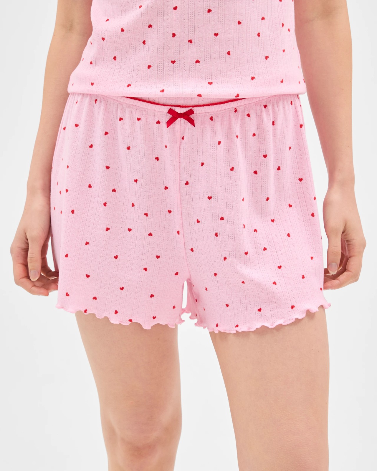 Lily Loves Pointelle Sleep Shorts - Pink Heart 4 of 5