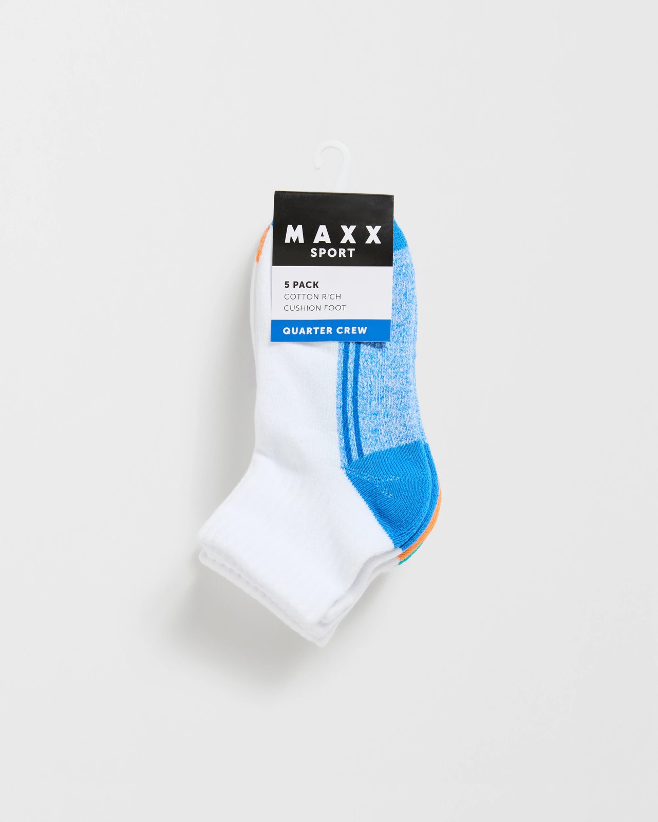 Maxx Cotton Blend 5 Pack Quarter Crew Sport Socks - White 3 of 3