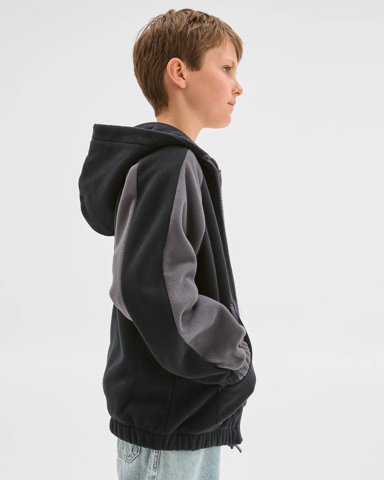 Polar Fleece Zip Through Hoodie - Black 3 of 5