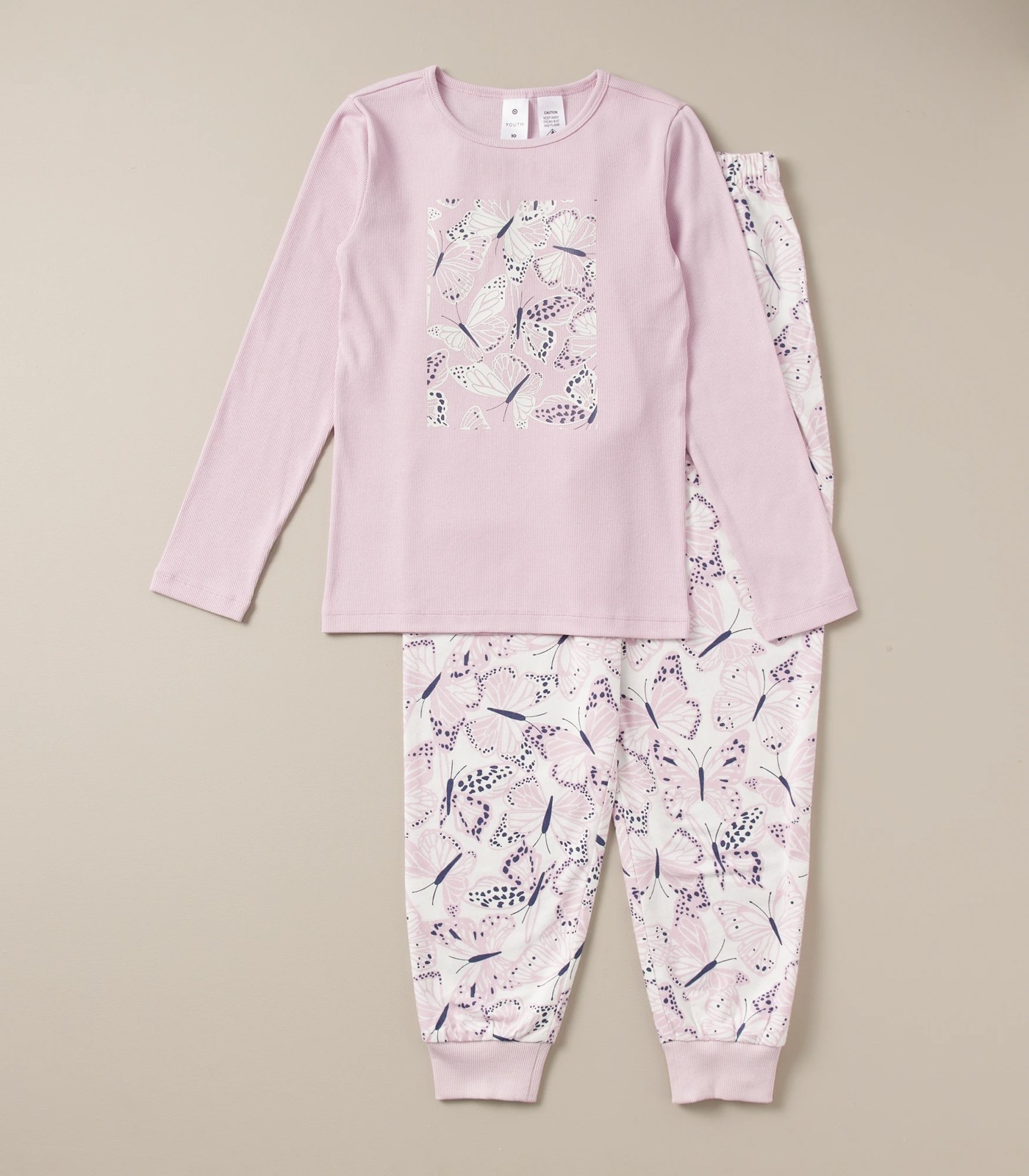Rib Flannelette Butterfly Cotton Pyjama Set 2 of 5