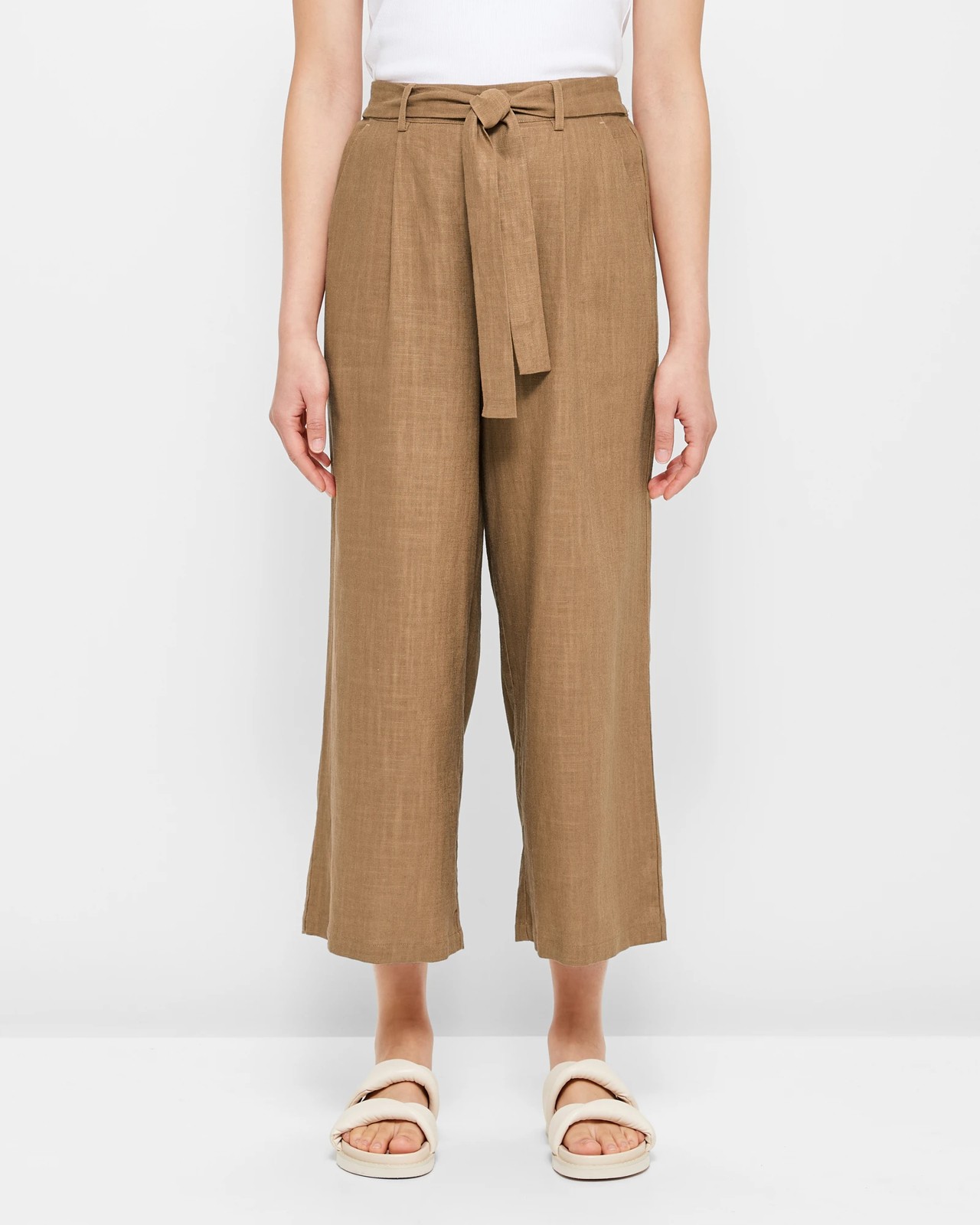 Linen Blend Wide Leg Culotte Pants | Target Australia