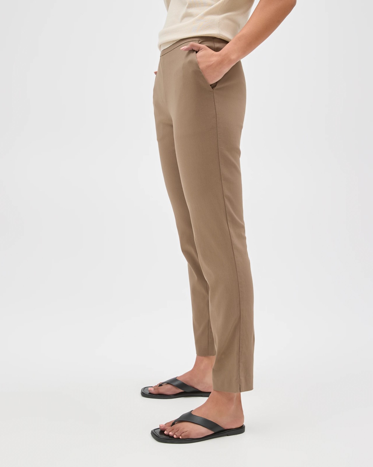 Preview Carrie Bengaline Ankle Length Pants - Smoked Taupe 3 of 6