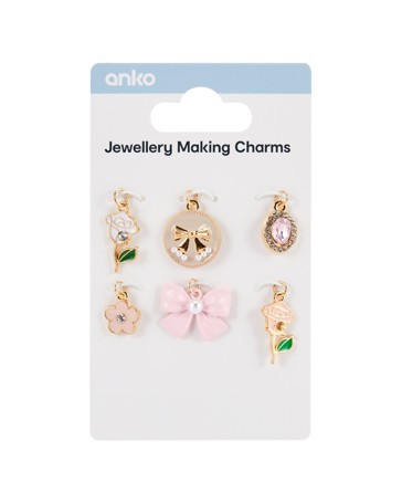 Anko 6 Pack Jewellery Making Charms - Coquette