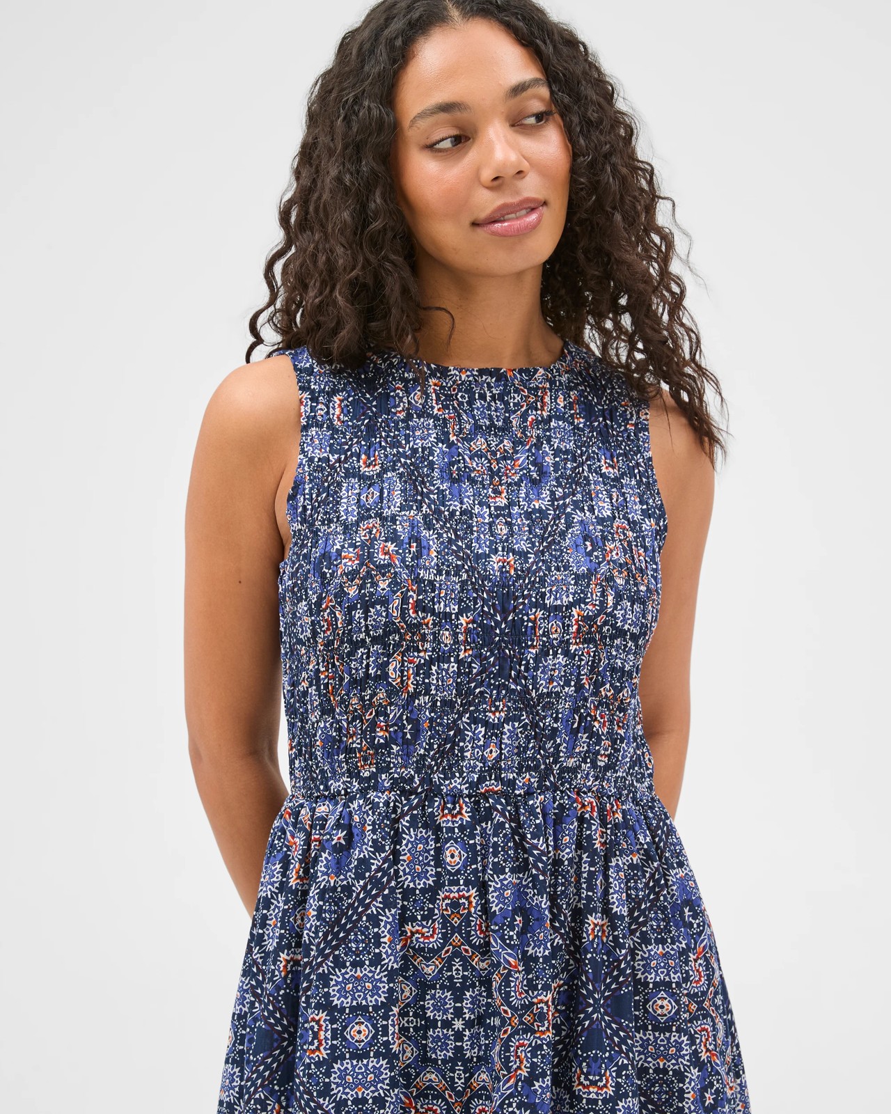 Australian Cotton Sleeveless Fitted Bodice Midi Dress 4 of 6