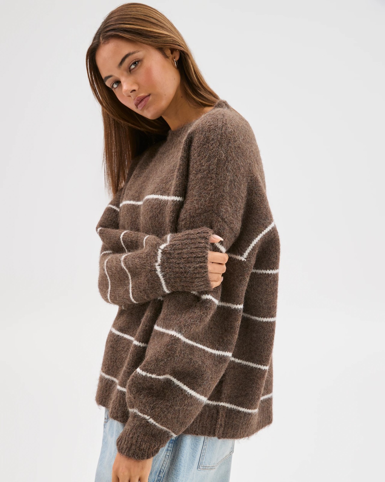 Lily Loves Stripe Knit Pullover Jumper - Brown 6 of 6