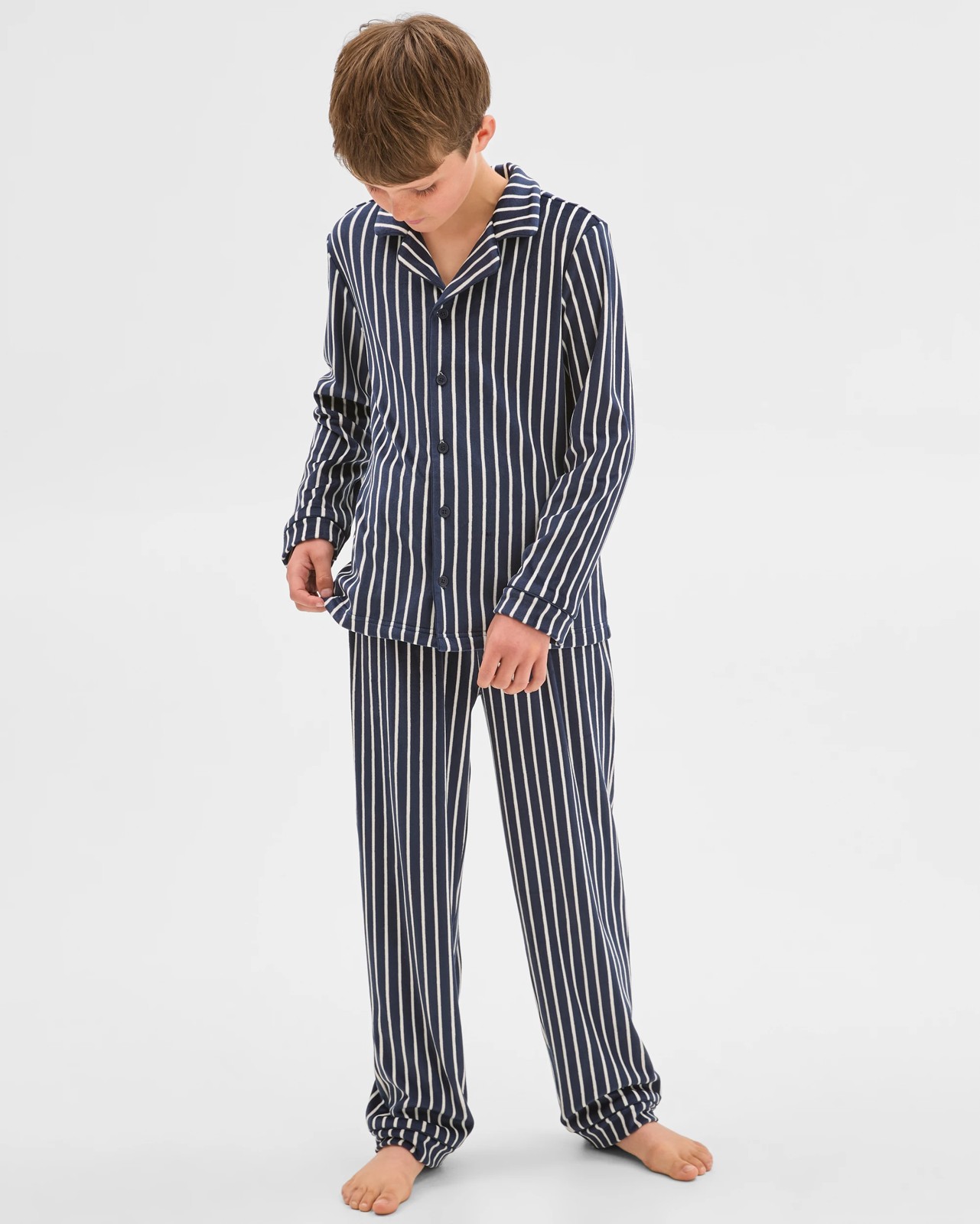 Older Boys Long Sleeve Top & Long Length Pants Fleece Pyjama Set - Stripe 2 of 5