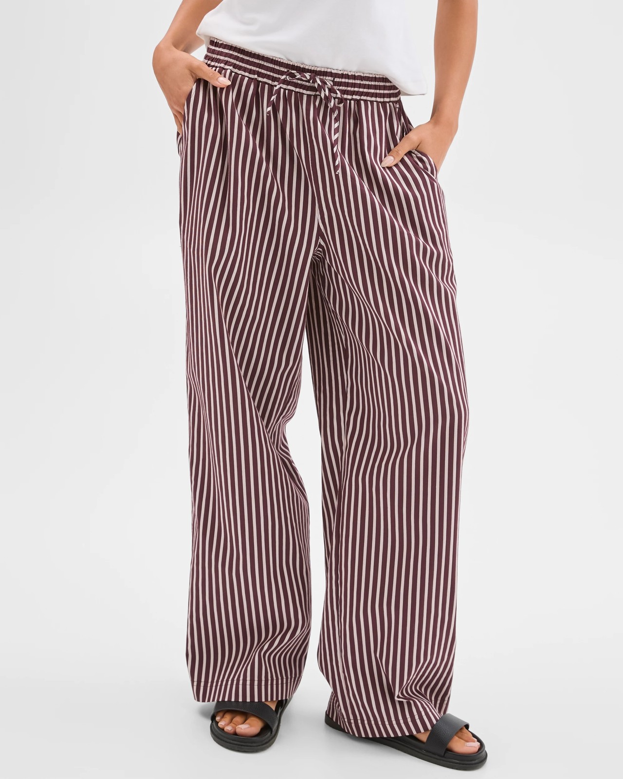 Lily Loves Australian Cotton Blend Poplin Striped Pants - Fudge Stripe 3 of 5