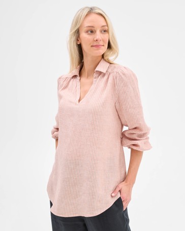 Maternity European Linen Popover Blouse