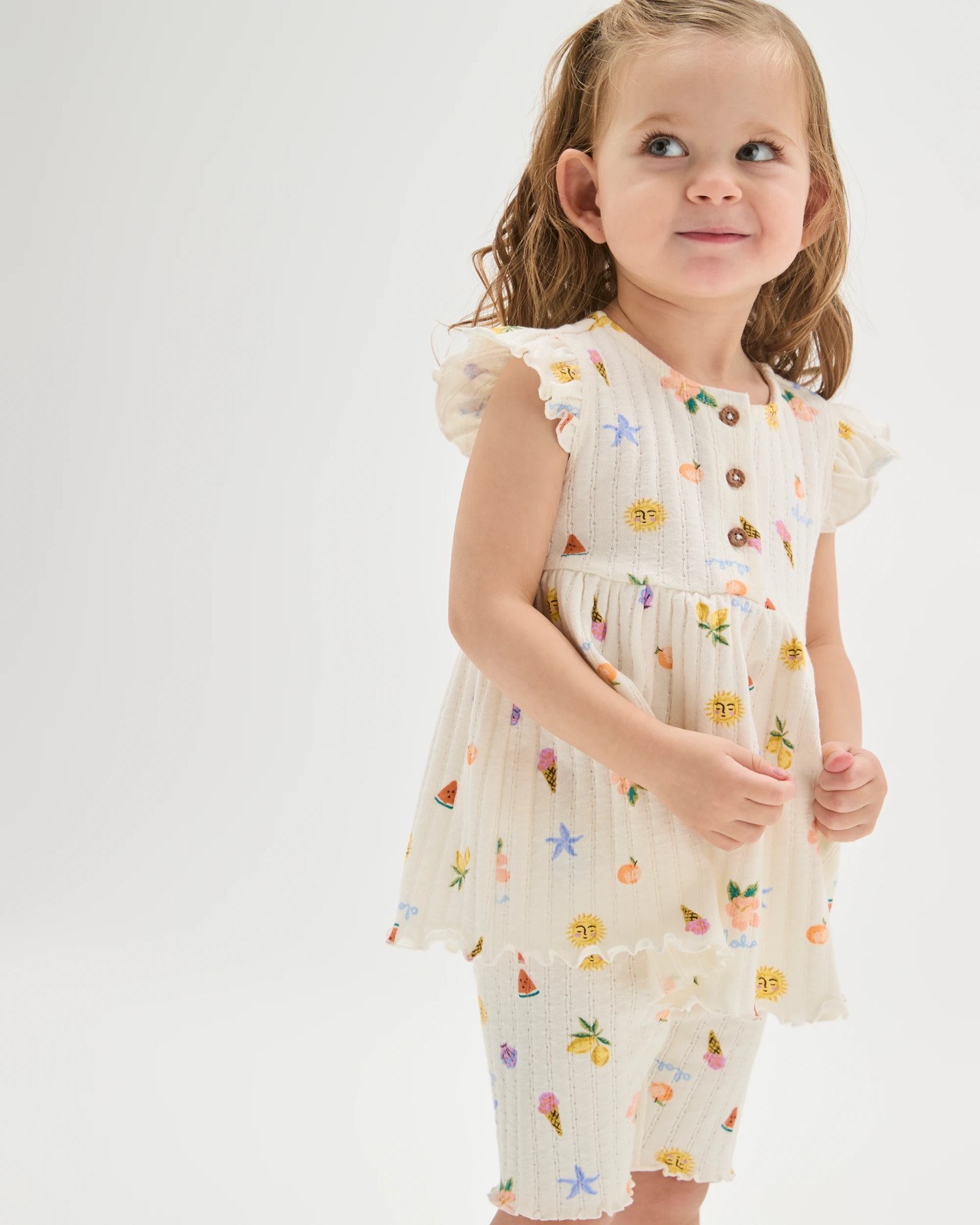 Baby Organic Cotton Rib Jersey Dress & Bike Shorts Set - Neutral Summer Icons 2 of 6