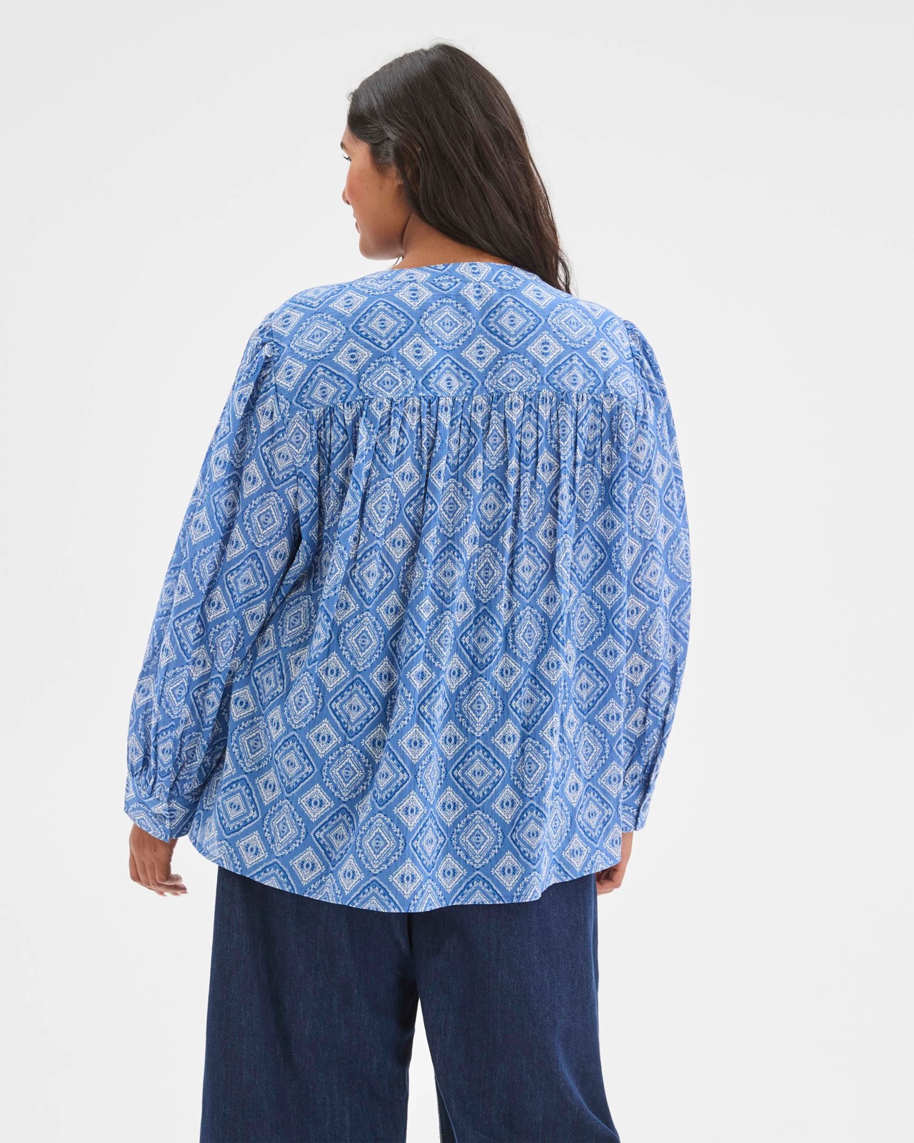 Plus Size Long Sleeve Textured Button Through Blouse 5 of 6