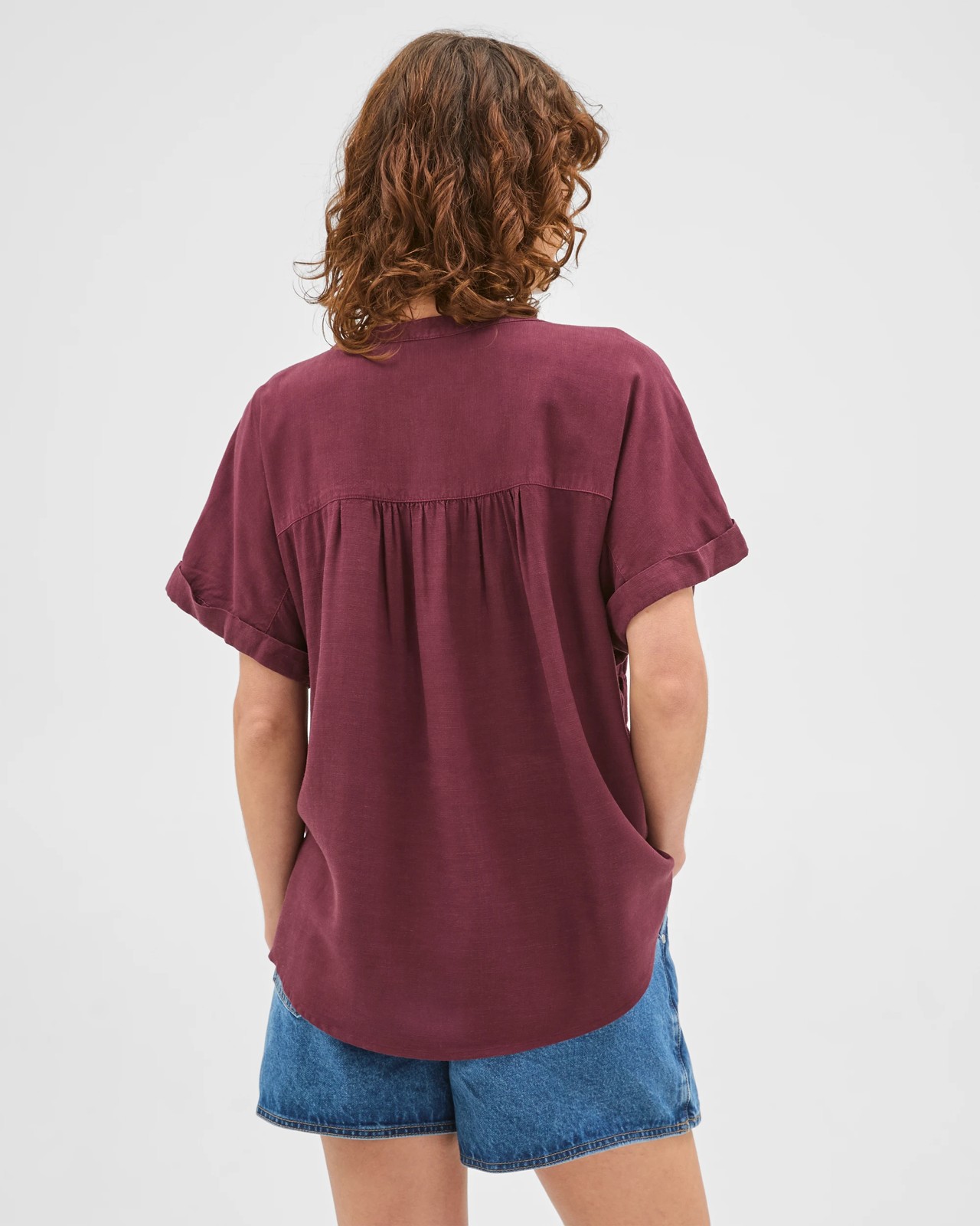 Short Sleeve Shirred Button Through Top 2 of 6