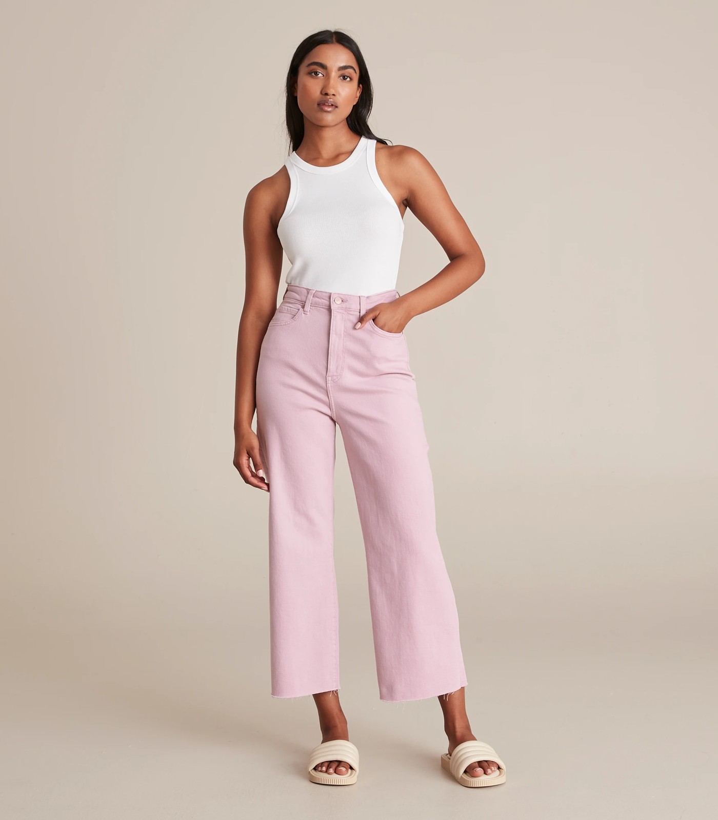 Kelsey Wide Leg High Rise Crop Length Denim Jeans