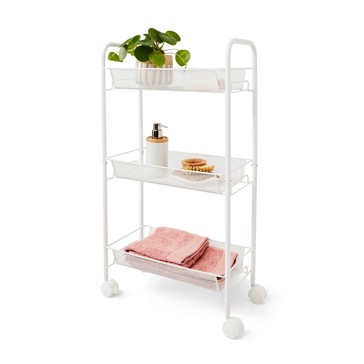 Slim Line Metal Trolley, White - Anko