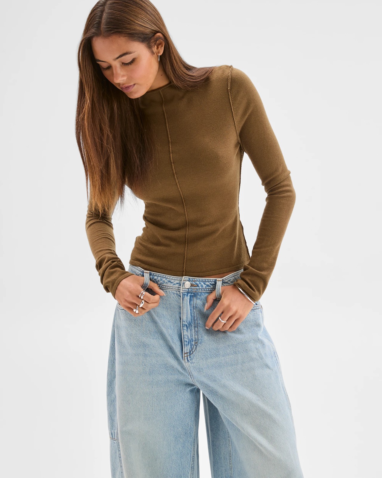 Lily Loves Exposed Seam Skivvy Top - Deep Moss 2 of 6