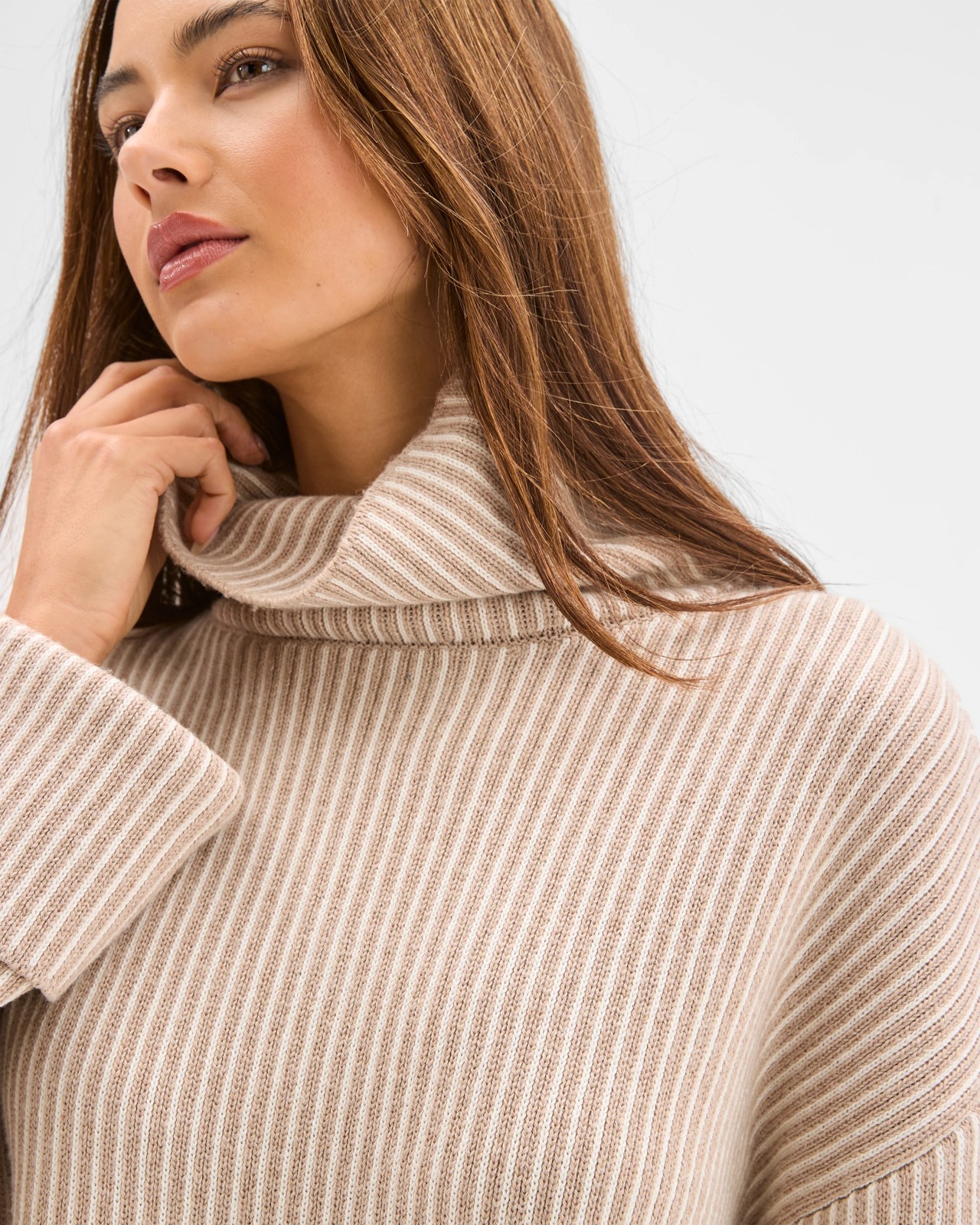 Lily Loves High Neck Rib Jumper - Light Cream 4 of 5
