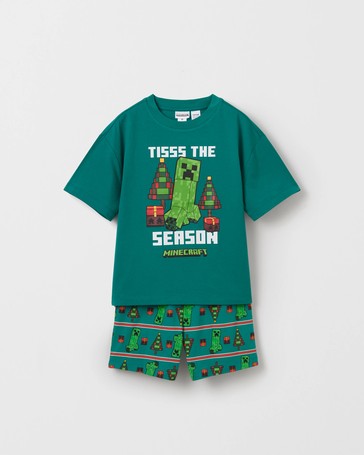 Licensed Minecraft Australian Cotton Older Boys Oversized Knit Christmas Pyjama Set