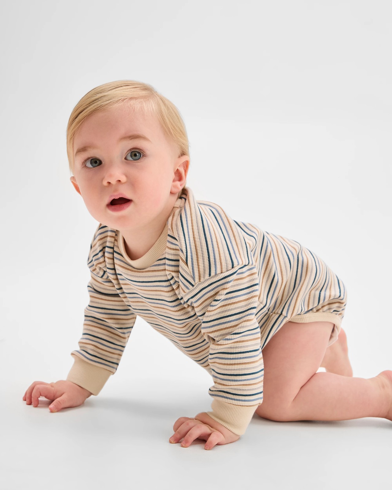 Baby Organic Cotton Long Sleeve Waffle Bodysuit - Whitecap 2 of 5