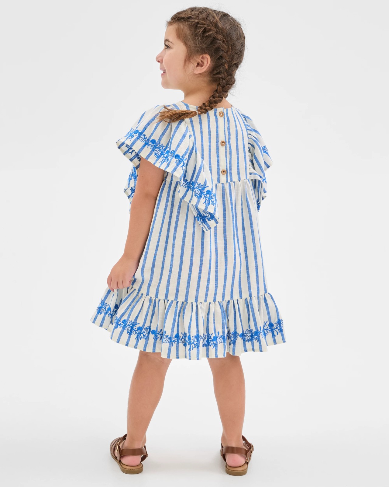 Woven Embroidered Dress - Blue / Stripe 5 of 5