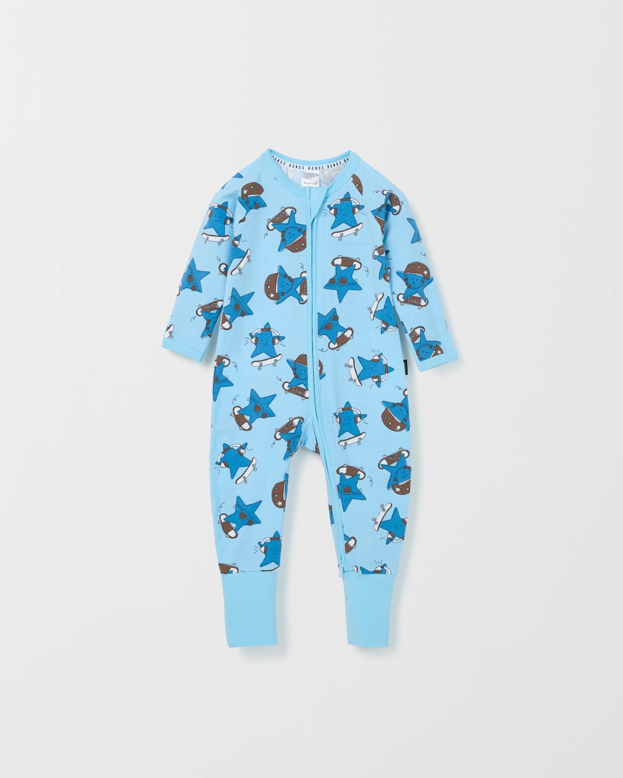 Bonds Baby Print Zip Wondersuit Coverall - Pale Blue Skater Dude 4 of 5