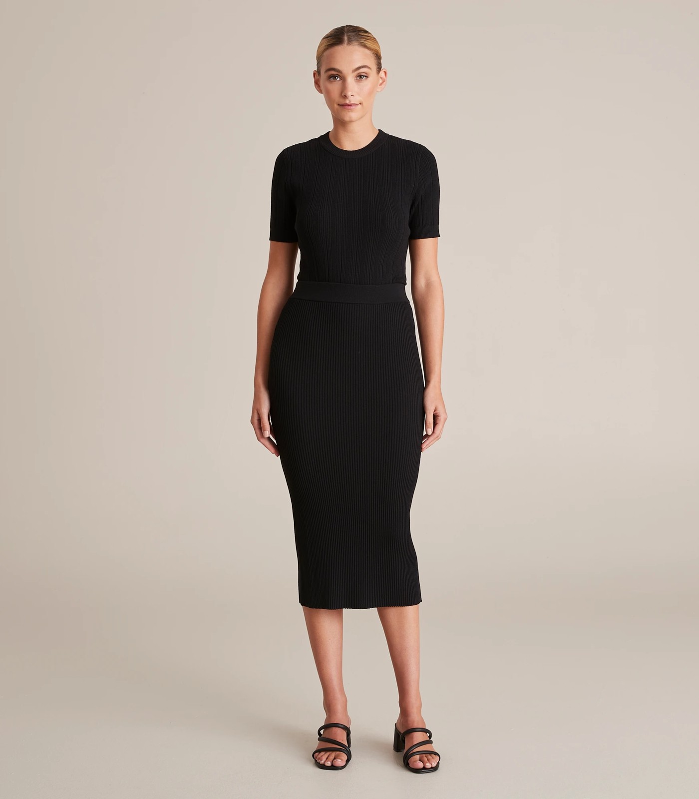 Preview Knit Rib Tube Midi Skirt 2 of 5