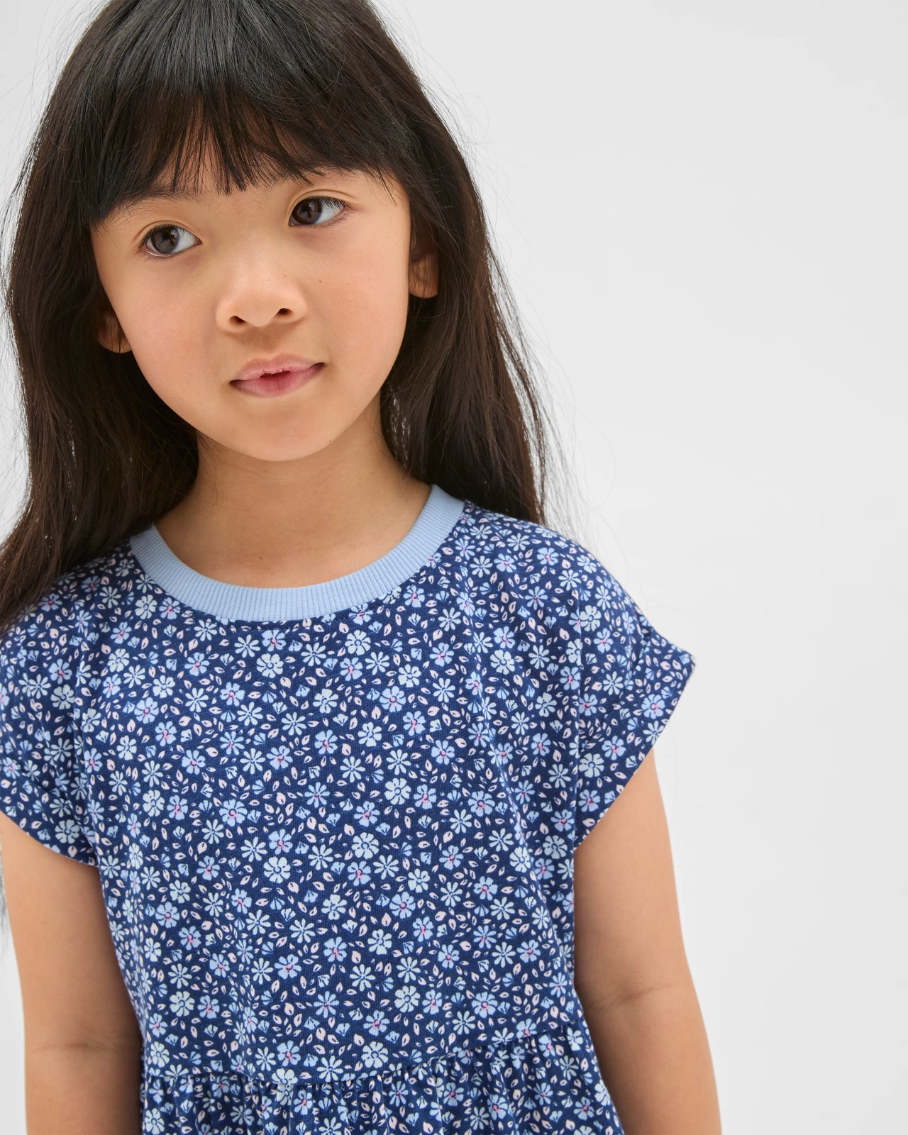 Australian Cotton Knit Dress - Blue Ditsy 3 of 6