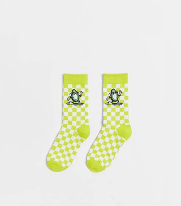 Novelty Kids Crew Socks 1 Pack - Lime Check Avocado