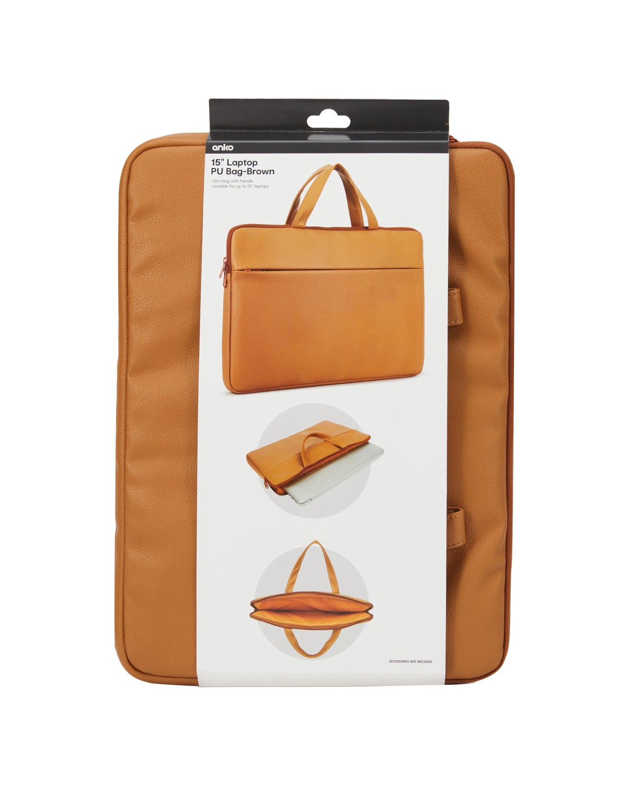 Anko 15in. Laptop PU Bag - Brown 4 of 4