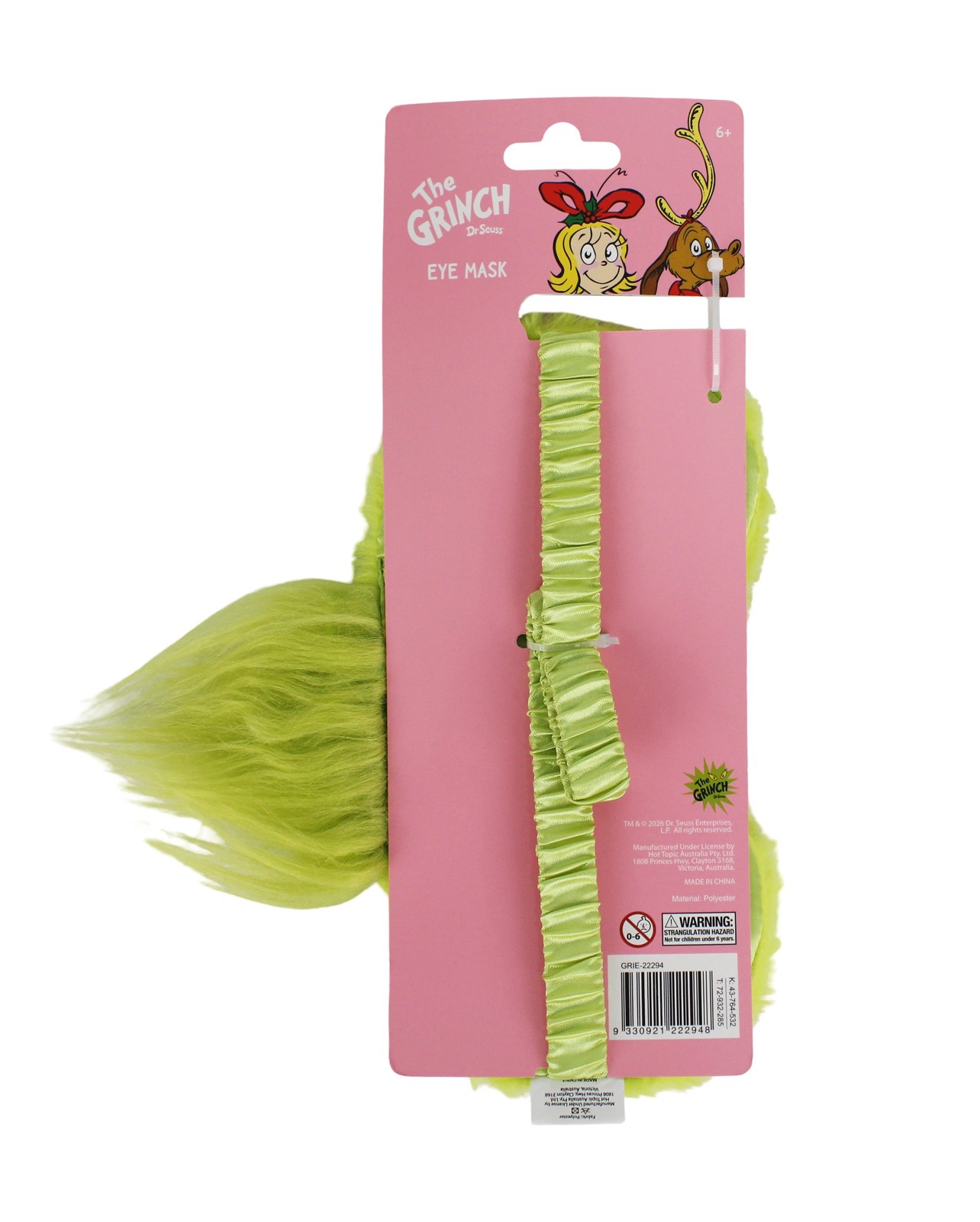 Dr Seuss The Grinch Fluffy Eye Mask 3 of 4