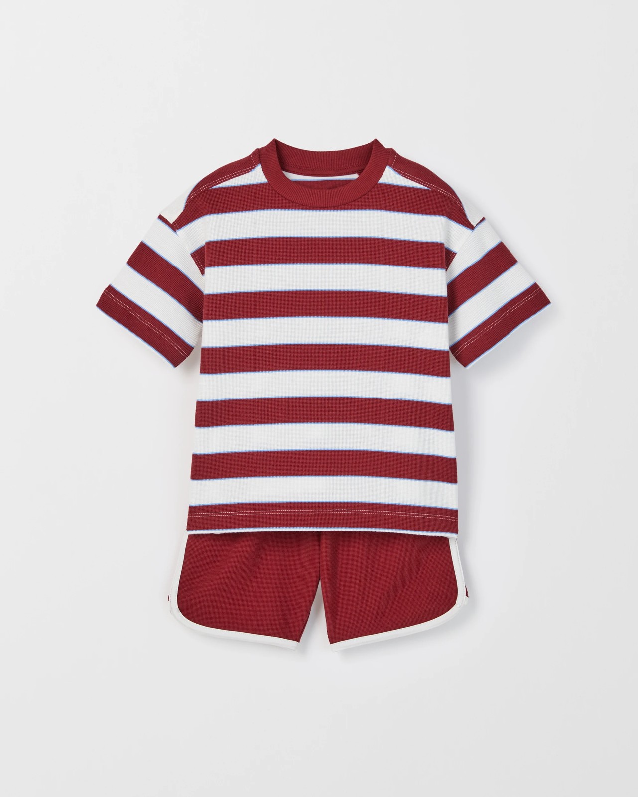 Australian Cotton Textured T-Shirt and Shorts 2 Piece Set - Red 5 of 5