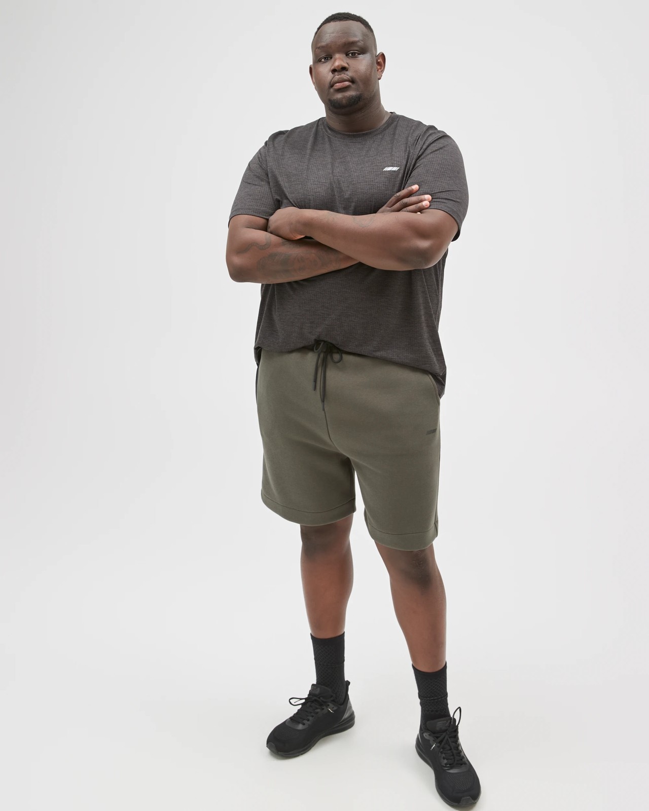 Plus Size Australian Cotton Blend Tech Fleece Shorts  - Dark Khaki 2 of 5