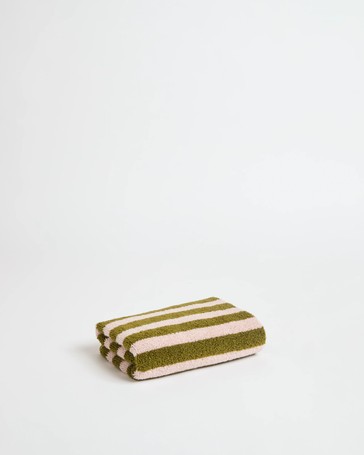 Rayne Australian Cotton Stripe Hand Towel - Avocado/Lotus