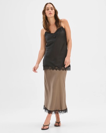 Preview Sleeveless Lace Detail Satin Cami