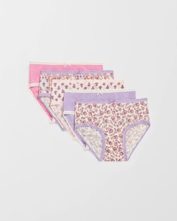 Maxx Australian Cotton 5 Pack Younger Girls Pointelle/Rib Briefs