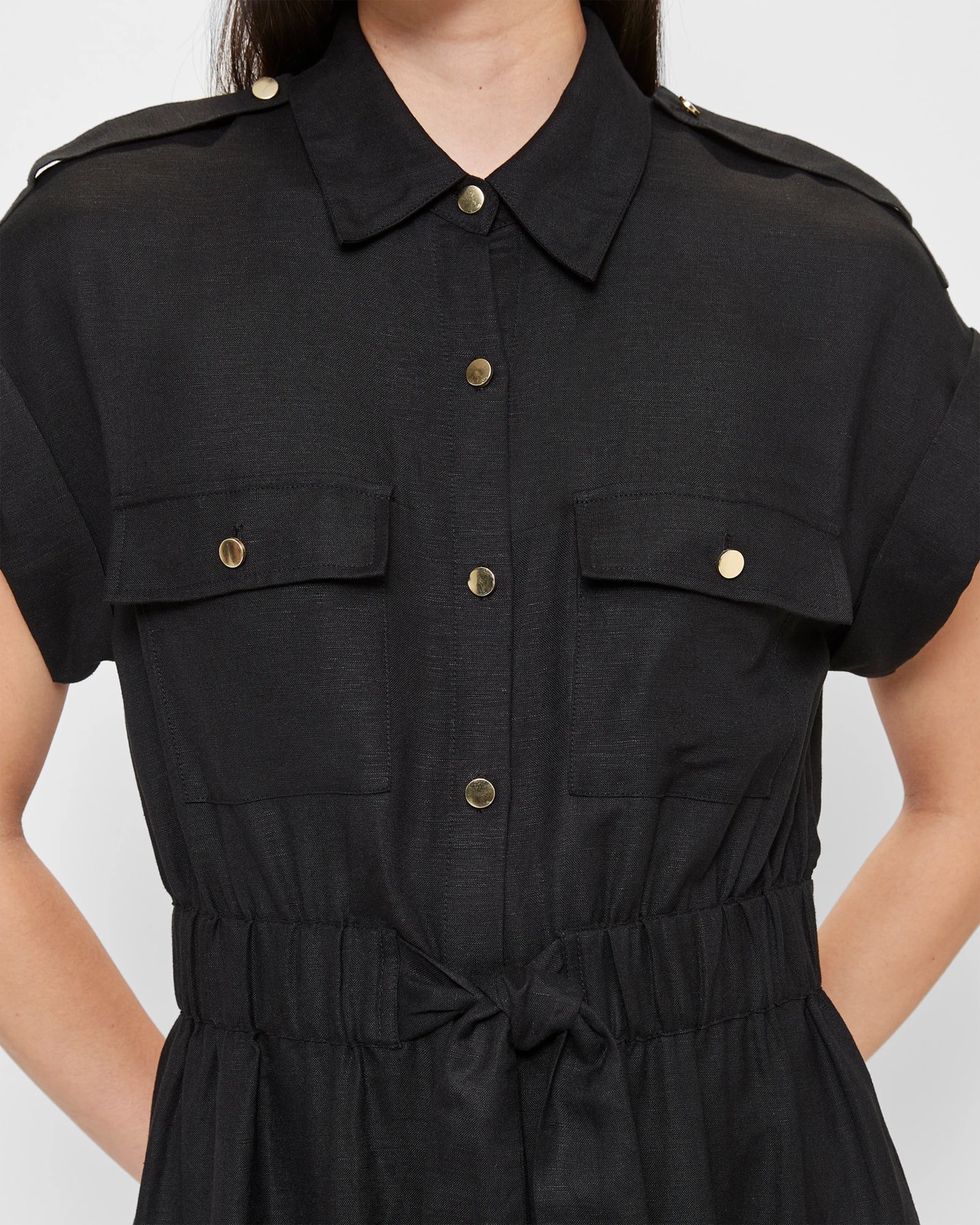 Linen Blend Utility Shirt Dress Preview Black Target Australia